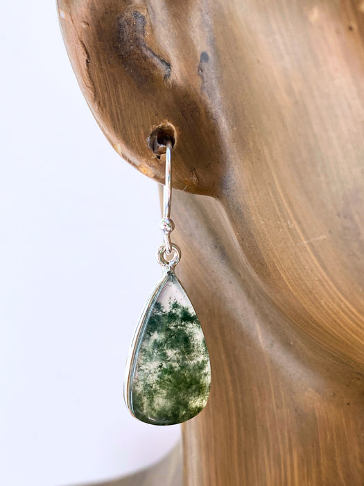Moss Agate Dangles | Sterling Silver Gemstone Earrings | Light Years Jewelry