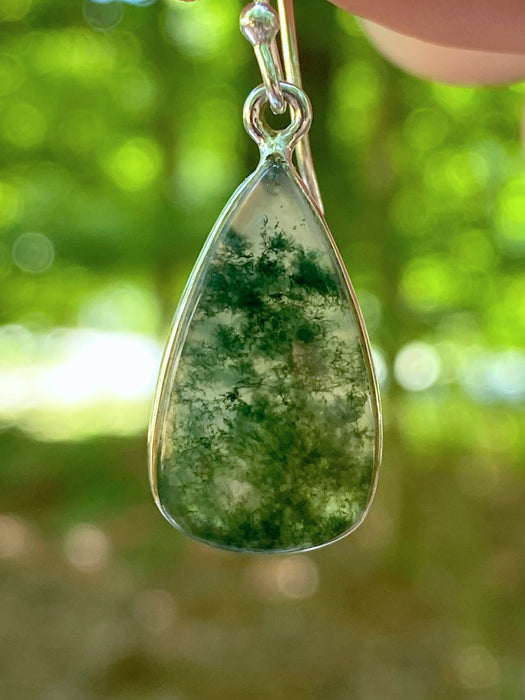 Moss Agate Dangles | Sterling Silver Gemstone Earrings | Light Years Jewelry