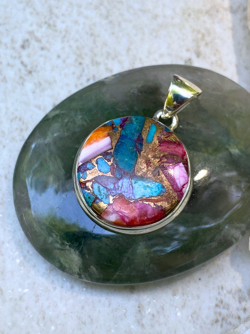 Kingman Pink Dahlia Turquoise Pendant | Sterling Silver Necklace | Light Years 