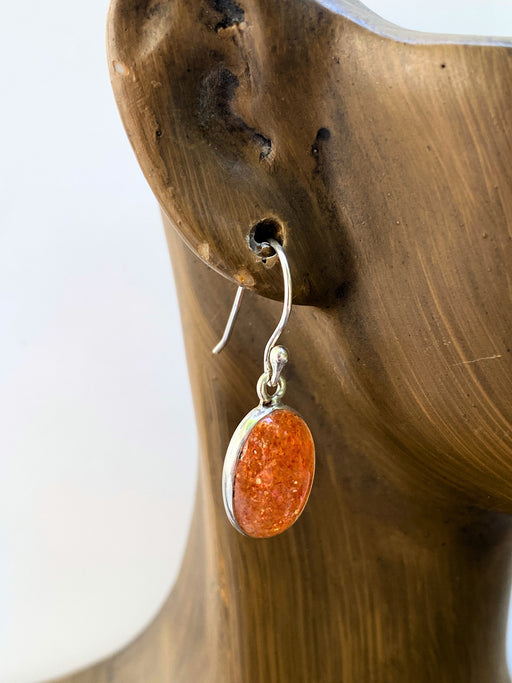Oval Sunstone Dangles | Sterling Silver Gemstone Earrings | Light Years Jewelry