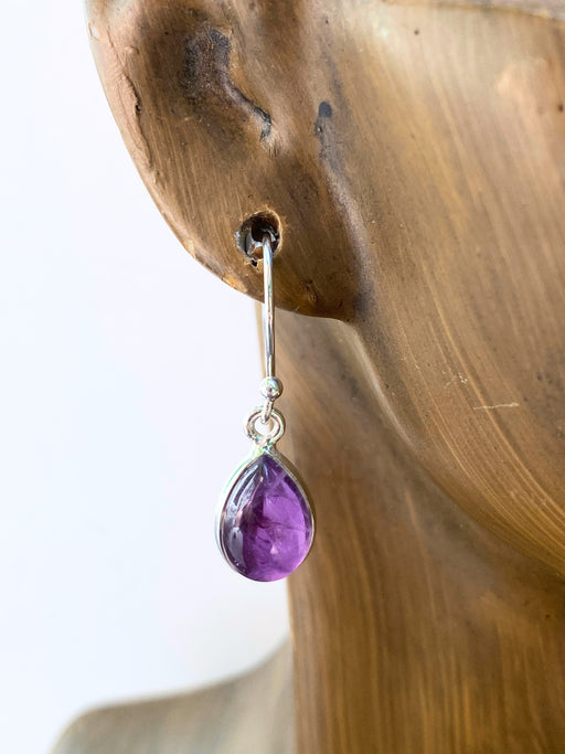 Amethyst Cabochon Dangles | Sterling Silver Earrings | Light Years Jewelry