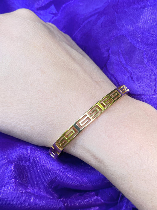 Greek Key Hinge Bracelet | Gold Plated Stainless Steel | Light Years