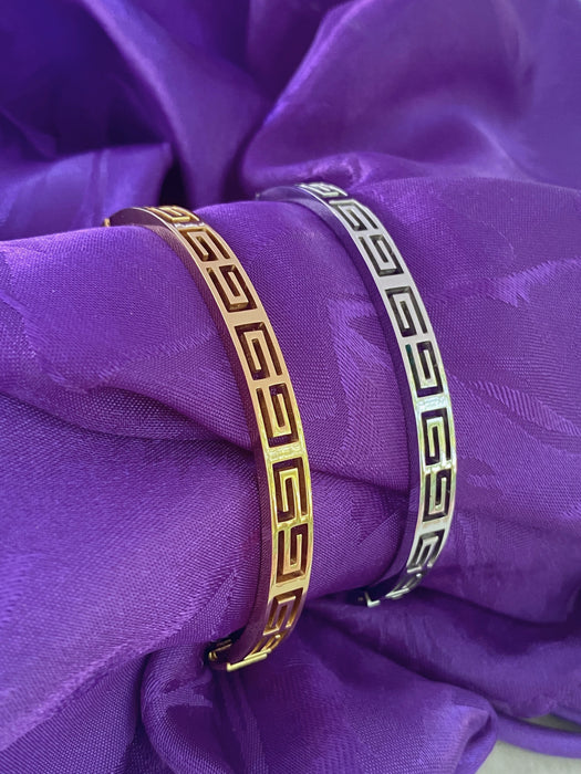 Greek Key Hinge Bracelet | Gold Plated Stainless Steel | Light Years