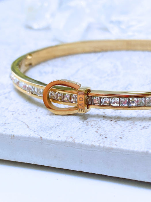 Love Buckle CZ Hinge Bracelet | Gold Plated Stainless Steel | Light Years
