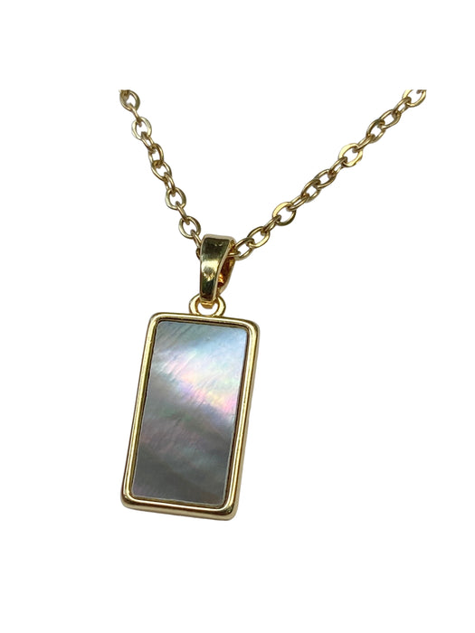Dark Shell Rectangle Necklace | Gold Plated Stainless Steel Pendant | Light Years