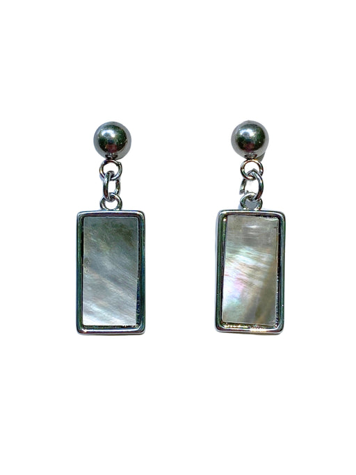 Dark Shell Rectangle Post Dangles | Gold Plated Stainless Steel Earrings | Light Years