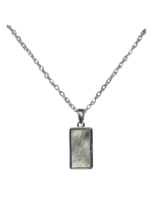 Dark Shell Rectangle Necklace | Gold Plated Stainless Steel Pendant | Light Years