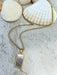 Dark Shell Rectangle Necklace | Gold Plated Stainless Steel Pendant | Light Years