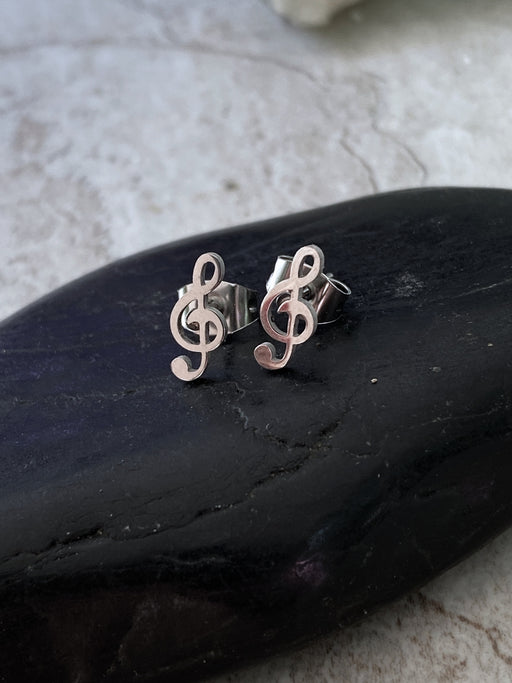 Treble Clef Posts | Gold Plated Stainless Steel Earrings | Light Years Jewelry