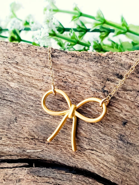 Tied Ribbon Bow Necklace
