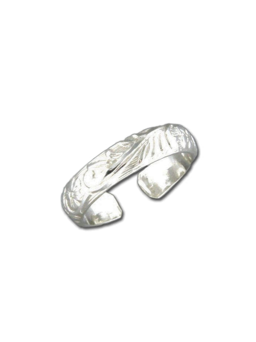 Wide Engraved Floral Toe Ring | Sterling Silver | Light Years Jewelry