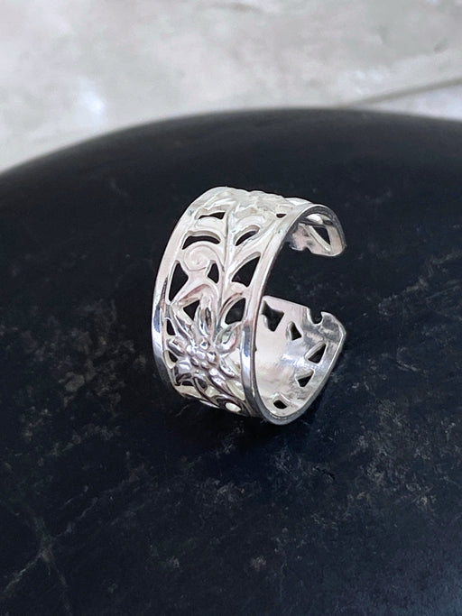 Cutout Floral Ear Cuff | Sterling Silver USA | Light Years Jewelry