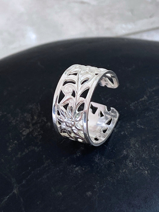 Cutout Floral Ear Cuff | Sterling Silver USA | Light Years Jewelry