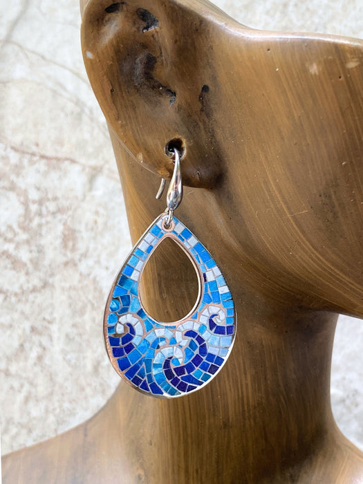 Mosaic Ocean Waves Statement Dangles | Stainless Steel Earrings | Light Years