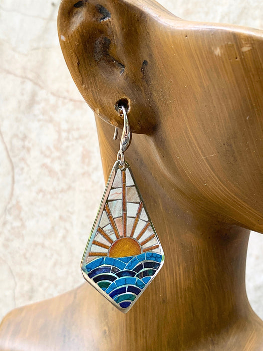 Mosaic Ocean Sunrise Dangles | Stainless Steel Earrings | Light Years