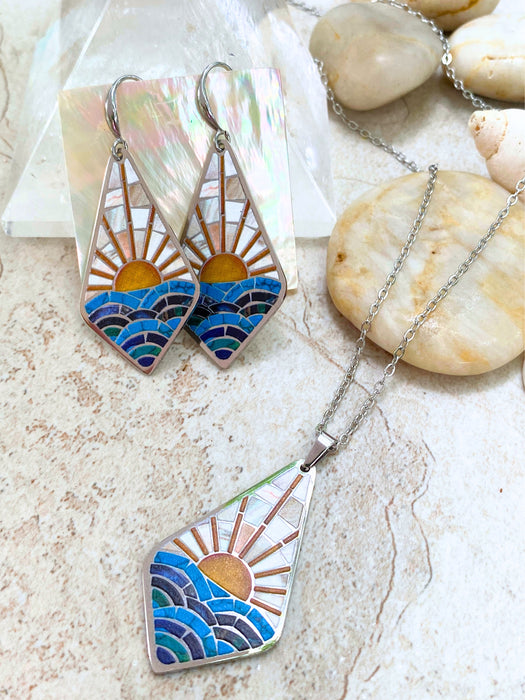 Mosaic Ocean Sunrise Dangles | Stainless Steel Earrings | Light Years