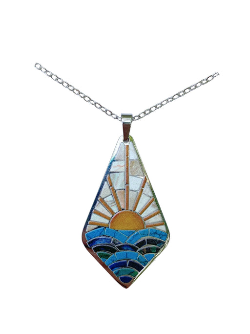 Mosaic Ocean Sunrise Necklace | Stainless Steel Pendant Chain | Light Years