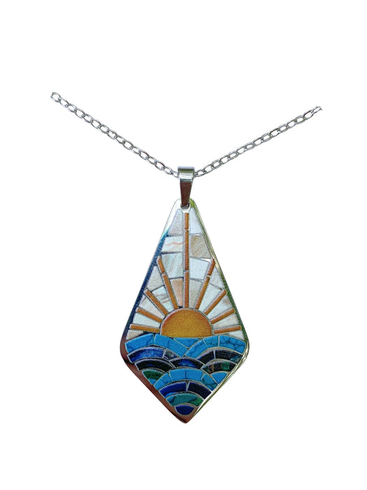 Mosaic Ocean Sunrise Necklace | Stainless Steel Pendant Chain | Light Years