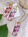 Mosaic Dangles with Pink Flowers | Gold Stainless Steel Earrings | Light Years