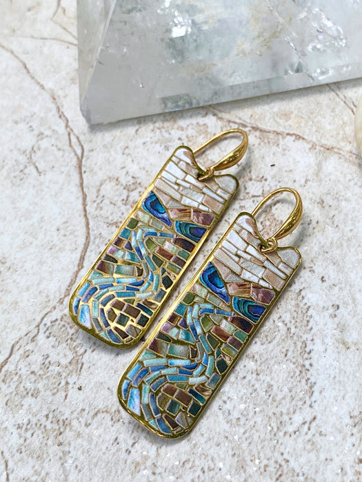 Mosaic Running River Dangles | Gold Plated Stainless Steel Earrings | Light Years