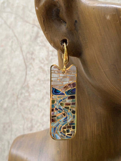 Mosaic Running River Dangles | Gold Plated Stainless Steel Earrings | Light Years