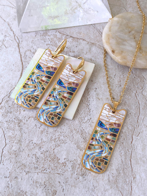 Mosaic Running River Dangles | Gold Plated Stainless Steel Earrings | Light Years