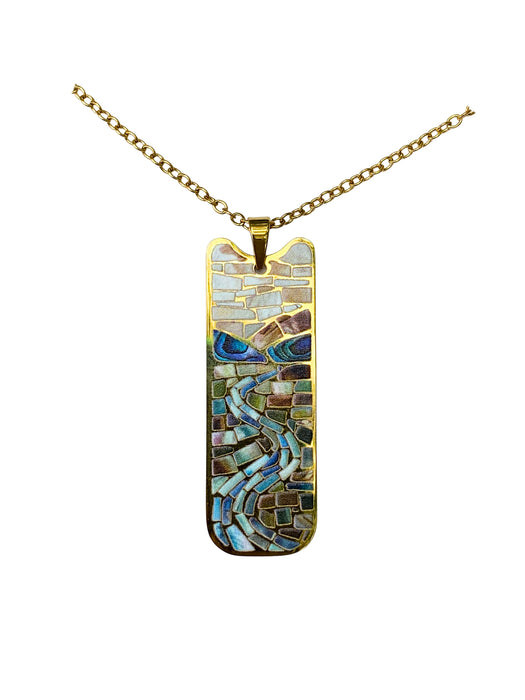 Mosaic Running River Necklace | Gold plated Steel Pendant Chain | Light Years