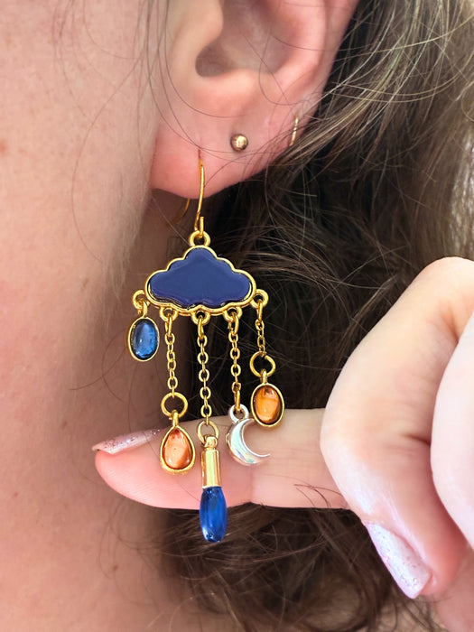 Rainy Days Cloud Drop Dangles | Gold Fashion Earrings | Light Years