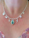 Romantic Floral Charm Necklace | Matte Silver Chain Beaded | Light Years