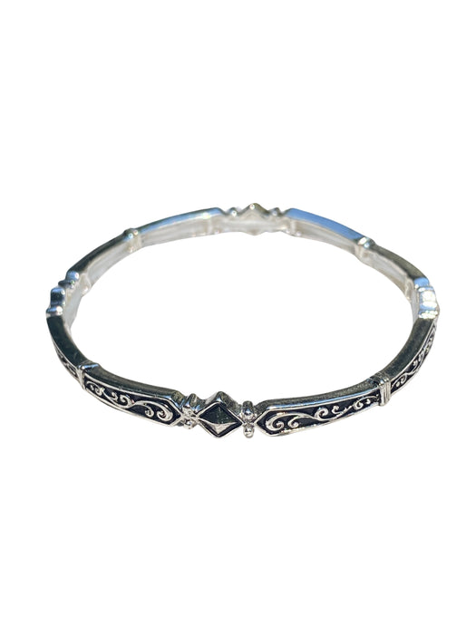 Swirl & Diamond Stretch Bangle Bracelet
