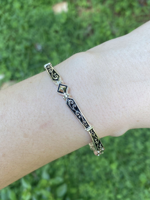 Swirl & Diamond Stretch Bangle Bracelet