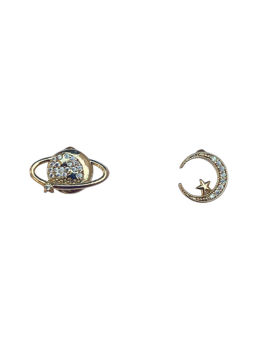 CZ Celestial Planet & Moon Posts | Sterling Silver Stud Earrings | Light Years