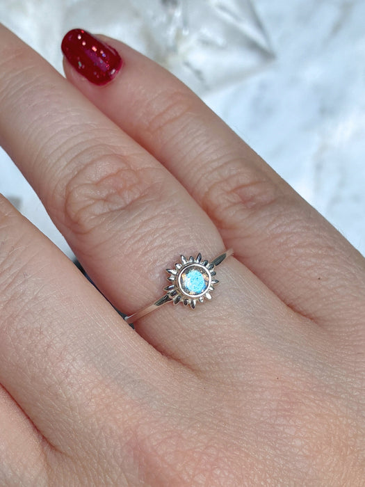 Labradorite Flower Ring | Sterling Silver Size 5 6 7 8 9 10 | Light Years