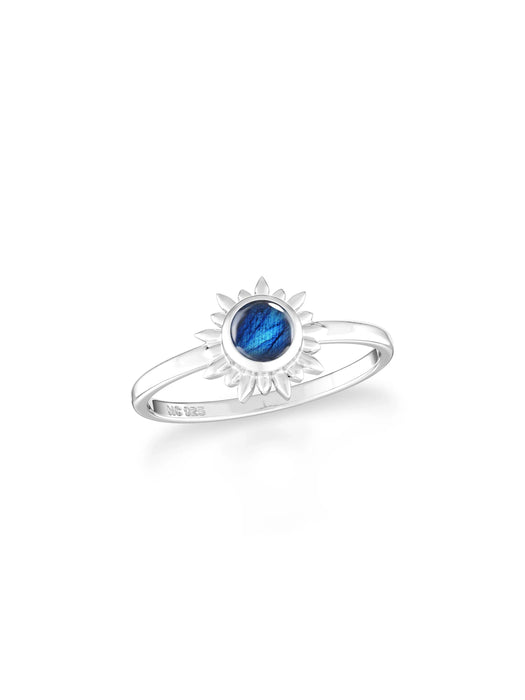 Labradorite Flower Ring | Sterling Silver Size 5 6 7 8 9 10 | Light Years