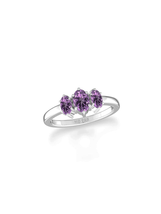 Triple Cut Amethyst Ring | Sterling Silver Size 5 6 7 8 9 10 | Light Years