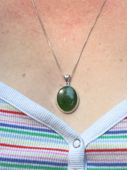 Nephrite Jade Pendant | Sterling Silver Gemstone Necklace | Light Years
