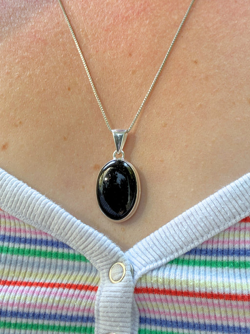 Black Tourmaline Pendant | Sterling Silver Gemstone Necklace | Light Years