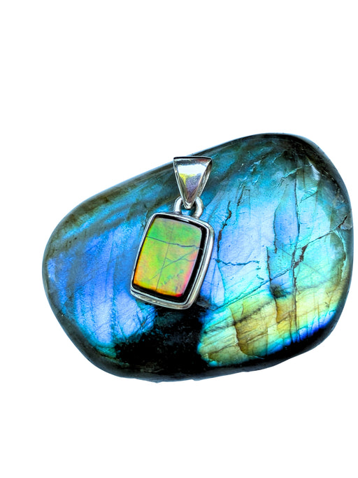 Ammolite Pendant | Sterling Silver Pendant Necklace | Light Years