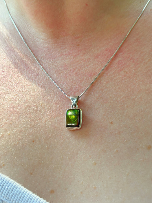 Ammolite Pendant | Sterling Silver Pendant Necklace | Light Years