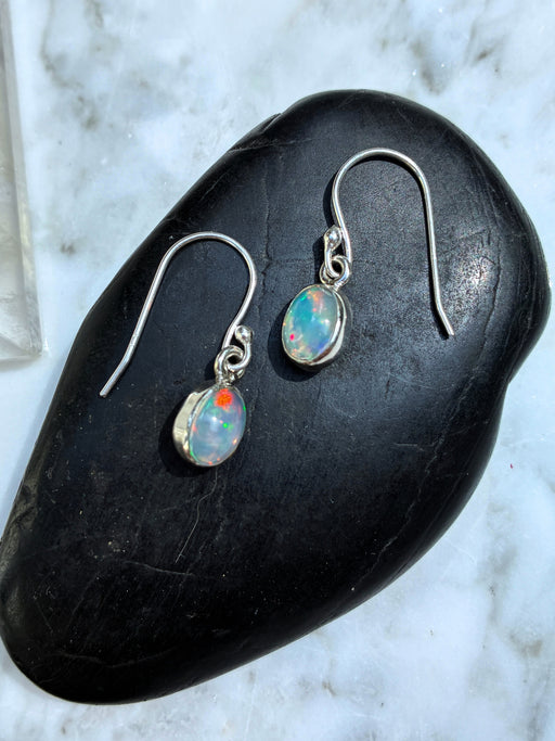 Ethiopian Opal Cabochon Dangles | Sterling Silver Earrings | Light Years