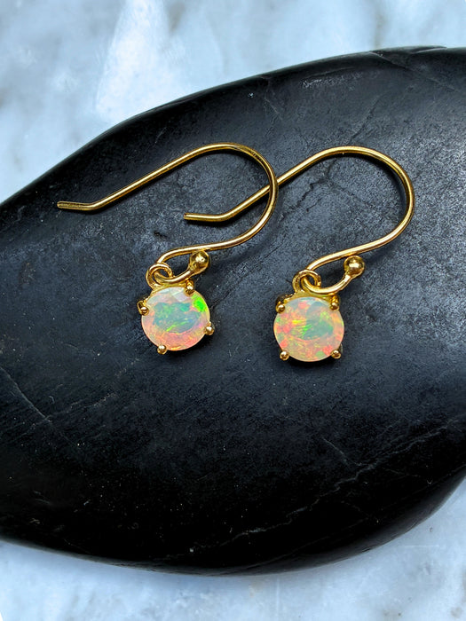Faceted Ethiopian Opal Dangles | 14kt Gold Vermeil Earrings | Light Years