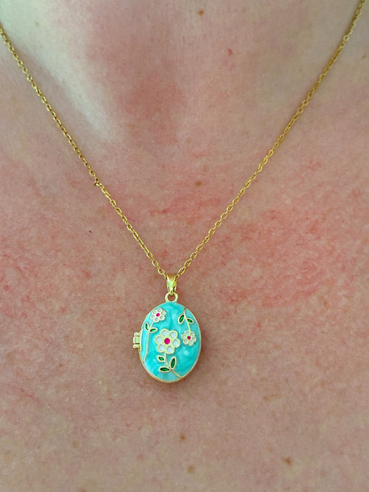 Enamel Daisy Locket | Gold Fashion Chain Pendant Necklace | Light Years