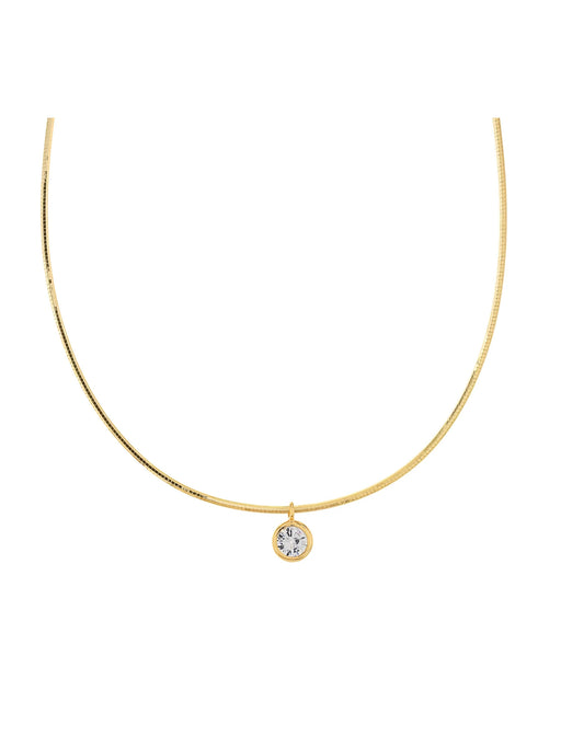 Bezel Set CZ Charm Collar Necklace | Gold Silver Plated Pendant | Light Years