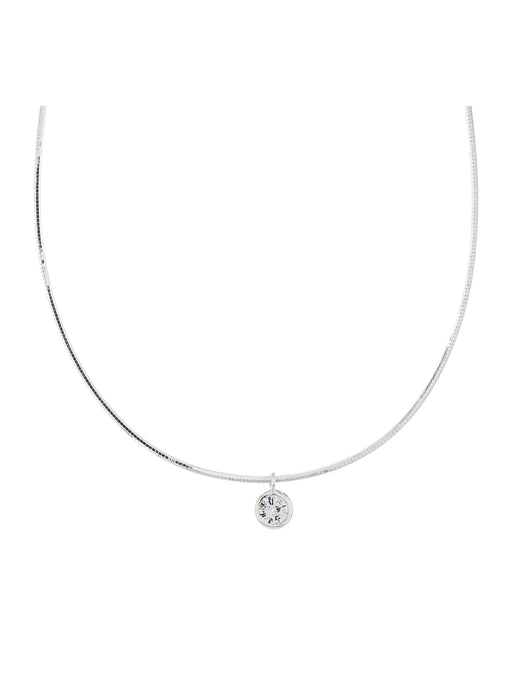 Bezel Set CZ Charm Collar Necklace | Gold Silver Plated Pendant | Light Years