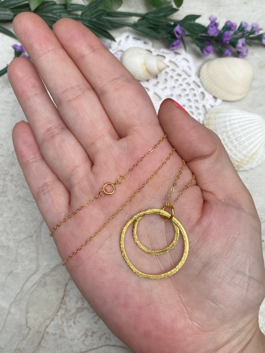 Brushed Double Circle Necklace | Gold Filled Chain | Light Years Jewelry
