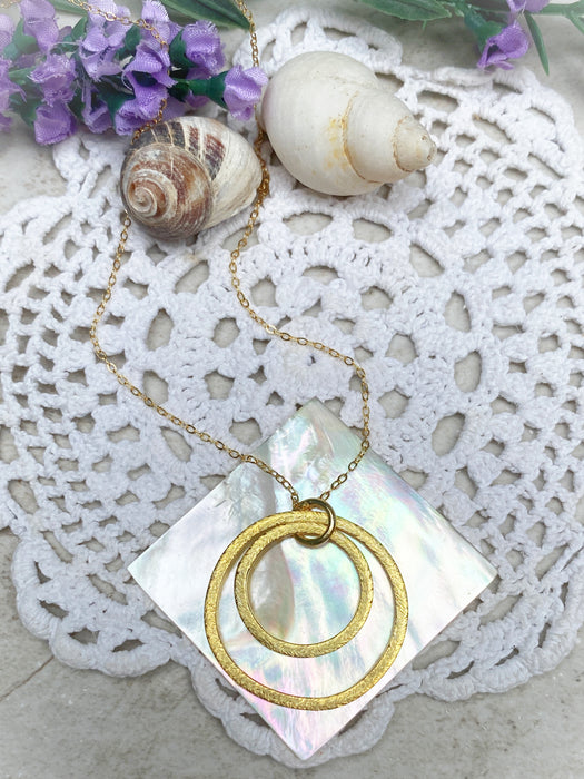 Brushed Double Circle Necklace | Gold Filled Chain | Light Years Jewelry