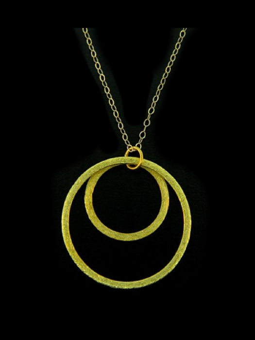 Brushed Double Circle Necklace