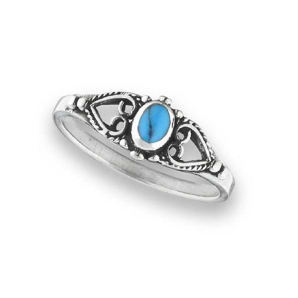 Turquoise and Hearts Ring | Sterling Silver | Light Years Jewelry