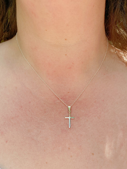 Simple Cross Necklace | Sterling Silver Pendant Chain | Light Years