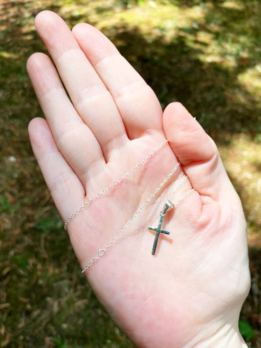 Simple Cross Necklace | Sterling Silver Pendant Chain | Light Years